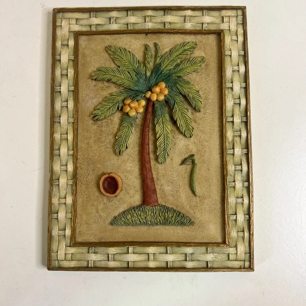 Vintage | Tropical Palm Tree Wall Art Plaques Set of 3 Coastal Boho Décor